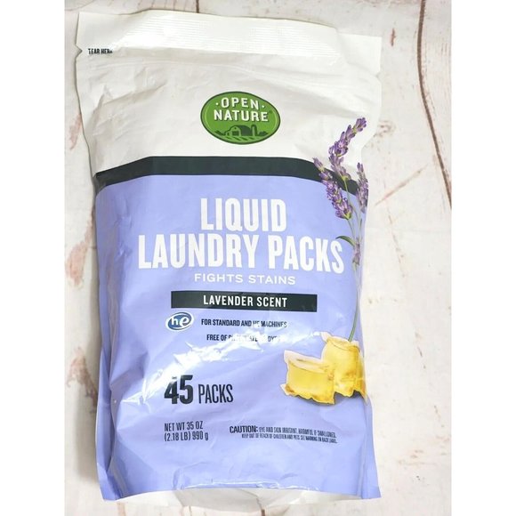 Open Nature Liquid Laundry Pack Fights Stains Lavender Scent 35oz 45ct Detergent - Picture 1 of 9